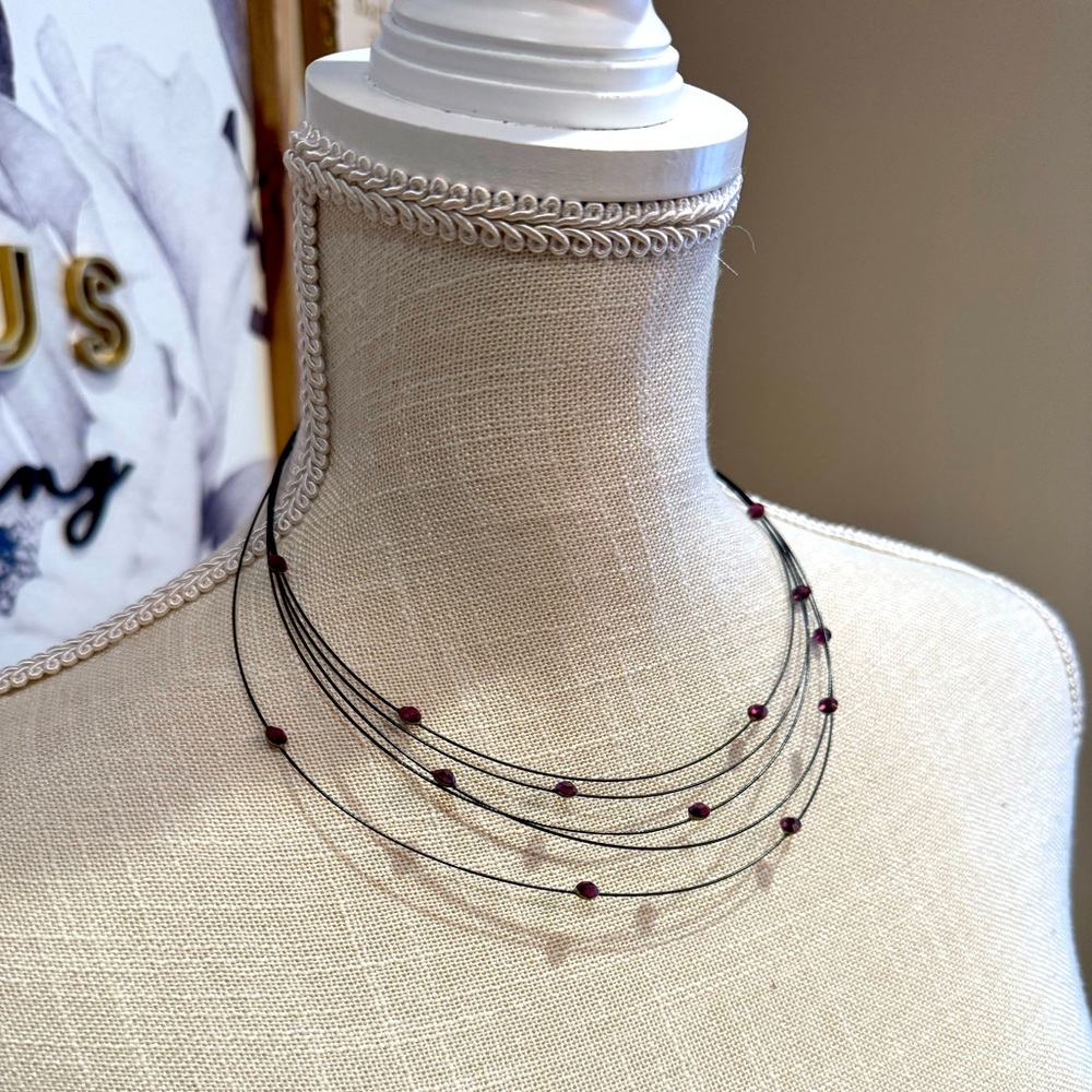 5 for $30 EXPRESS Purple Jewel Black Wire Necklace